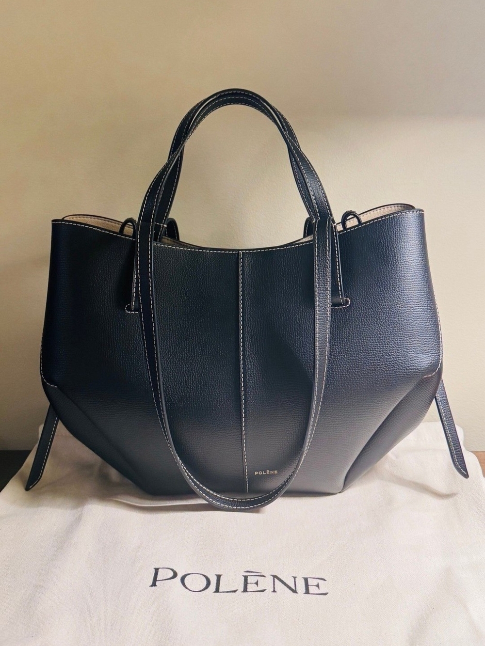 Authentic Polene Cyme Mini with Ecru Stitching